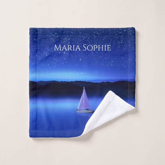 Zeilboot onder een sterrenhemel bad handdoek (Wasdoekje)
