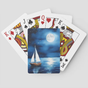 Zeilboot onder een Volle Maan Dagboek Pokerkaarten