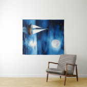 Zeilboot onder een volle maan wandkleed (In Situ (horizontaal))