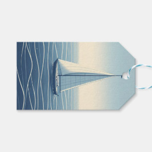 Zeilboot op de hoge zeeen cadeaulabel