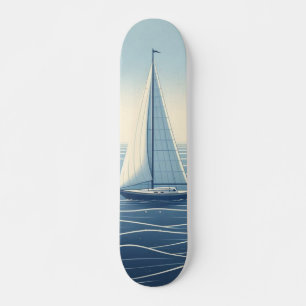 Zeilboot op de hoge zeeen skateboard
