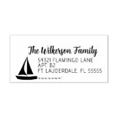 Zeilboot op de naam van de waterfamilie 	rubberstempel (Afrduk)