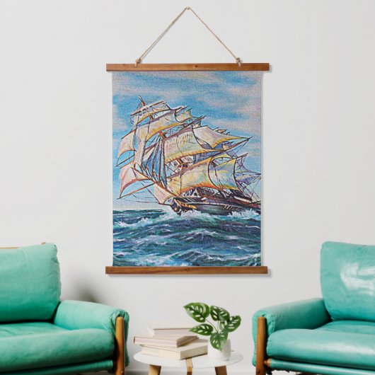 Zeilboot op de ruwe wateren van het Zee 26x36 Hangend Wandkleed (Woonkamer)