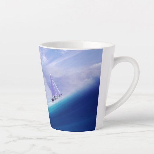 Zeilboot op een epic Wave Latte Mok (Rechts)