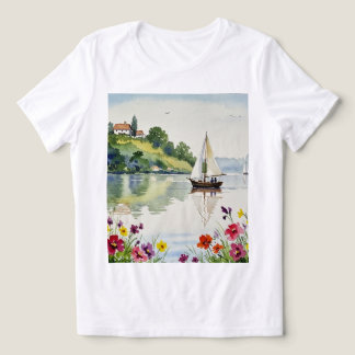 Zeilboot op een rustig meer Tri-Blend shirt
