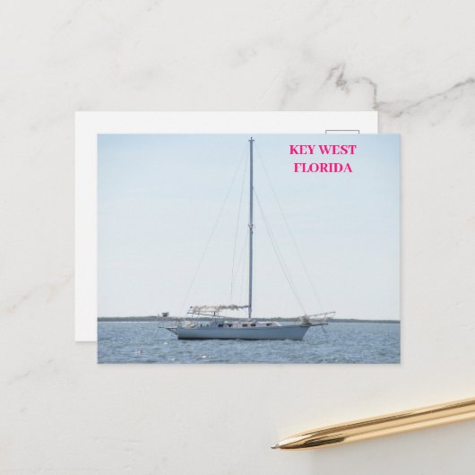 Zeilboot op Ocean Key West Florida Briefkaart (Voorkant / Achterkant in situ)