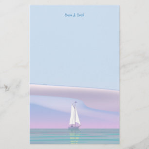 Zeilboot op rustig water briefpapier