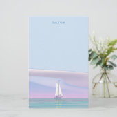 Zeilboot op rustig water briefpapier (Staand voorkant)