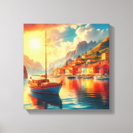 Zeilboot op rustig water canvas afdruk