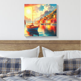 Zeilboot op rustig water canvas afdruk