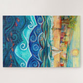 Zeilboot op Sunny Zeeen Puzzle Legpuzzel (Horizontaal)