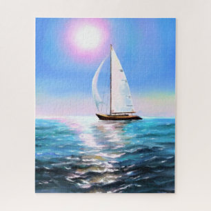 Zeilboot op Sunrise Jigzaag Puzzle - Pinting Legpuzzel