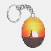 Zeilboot op Sunset Sleutelhanger (Voorkant Links)