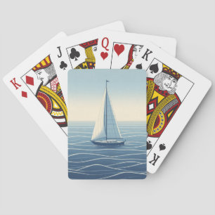 Zeilboot op volle zee pokerkaarten