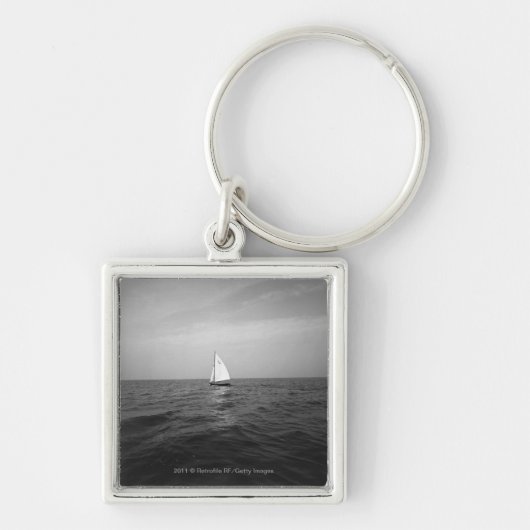 Zeilboot op zee sleutelhanger (Voorkant)