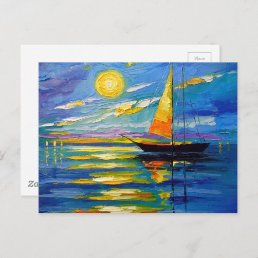 Zeilboot op zonsondergang briefkaart (Voorkant / Achterkant)
