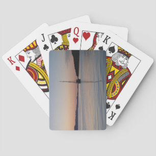 Zeilboot op zonsondergang pokerkaarten