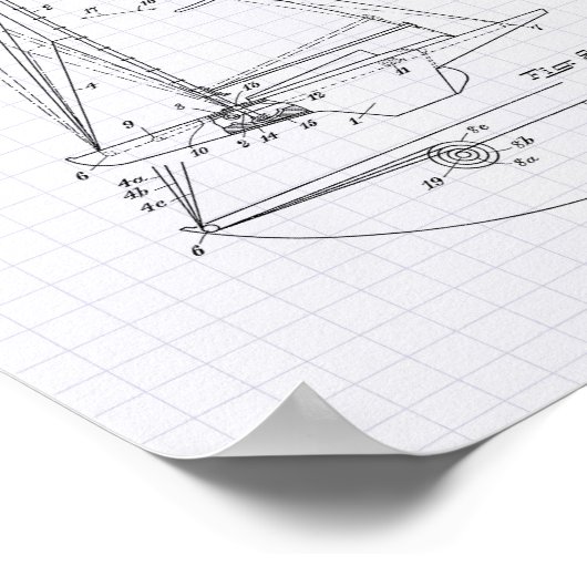 Zeilboot Rigging 1921 Patent Art - Lined Peper Poster (Hoek)