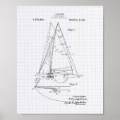 Zeilboot Rigging 1921 Patent Art - Lined Peper Poster (Voorkant)