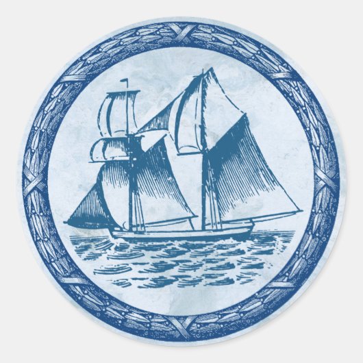 Zeilboot Ronde Sticker (Voorkant)