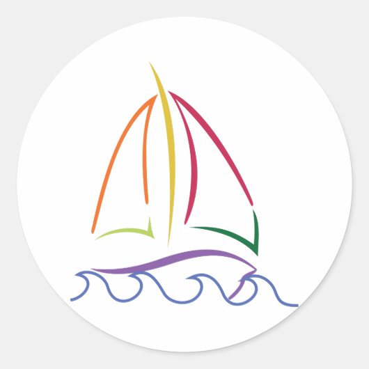 Zeilboot Ronde Sticker (Voorkant)