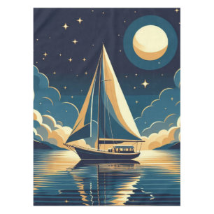 Zeilboot 's nachts tafelkleed