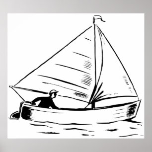 Zeilboot schets poster