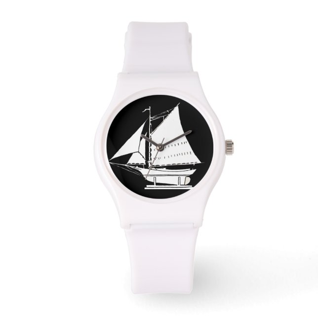 zeilboot silhouet horloge (Voorkant)