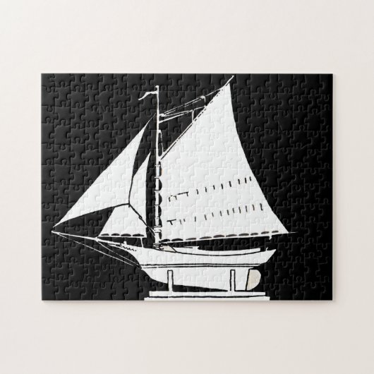 zeilboot silhouet legpuzzel (Horizontaal)