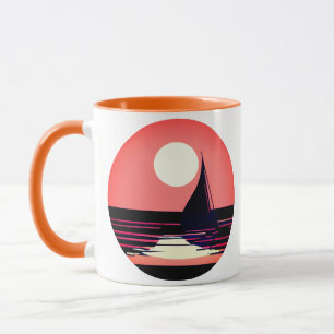 Zeilboot silhouet tegen een Oranje zonsondergang Mok