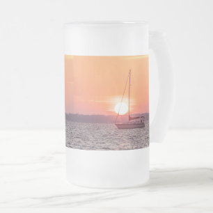 Zeilboot Sunrise Frosted Glass Beer Mok