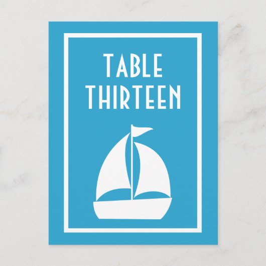 Zeilboot tafel nummers (blauw / wit) briefkaart (Voorkant)