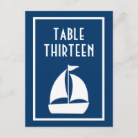 Zeilboot tafel nummers (donkerblauw / wit)