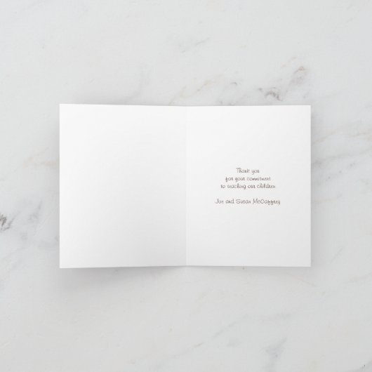 Zeilboot Train een kind Schrift Dank u Leraar Bedankkaart (Binnen)