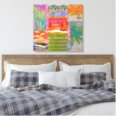 Zeilboot Tropische Abstracte Uitgestrekte Canvas P (Insitu (Slaapkamer))