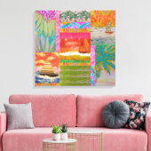 Zeilboot Tropische Abstracte Uitgestrekte Canvas P (Insitu (Woonkamer))