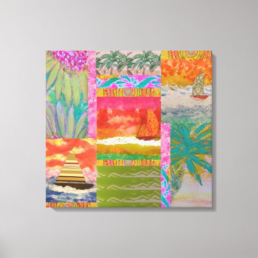 Zeilboot Tropische Abstracte Uitgestrekte Canvas P Afdruk (Voorkant)