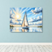 Zeilboot varen in de zon canvas afdruk (Insitu (Houten vloer))