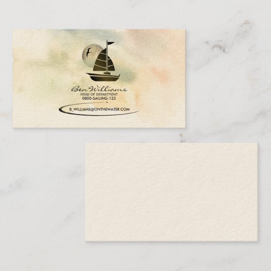 Zeilboot Visitekaartje (met maanachtergrond) (Voorkant / Achterkant)