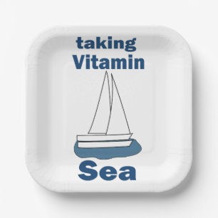 Zeilboot Vitamine Zee Grappig Scheepvaart Feest Papieren Bordje
