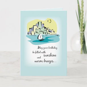 Zeilboot voor de stad, Birthday Kaart