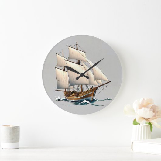 Zeilboot wandklok grote klok (Huis)