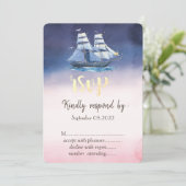 Zeilboot Zee sterren RSVP Kaart (Staand voorkant)