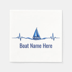 Zeilboot Zeilen op een Blauwe Hartslag Grafisch Servet
