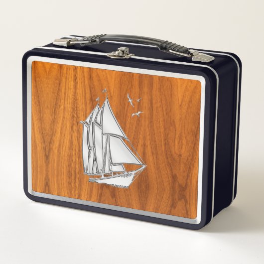 Zeilboot Zeilen op Teak Fineer (Voorkant)