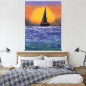 Zeilboot Zonsondergang Canvas Print - Schilderij (Insitu (Slaapkamer))