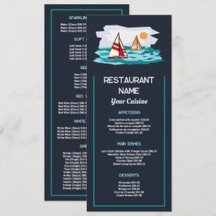 Zeilboot Zonsopgang, Restaurant Slimline Menu