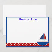 Zeilbootbakkerij voor jongens/Dank u wel Notitiekaartje (Voorkant / Achterkant)