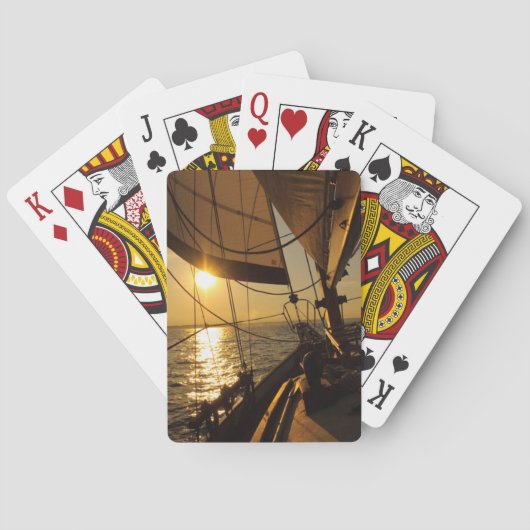 Zeilbootdek, koers zetting zon pokerkaarten (Achterkant)