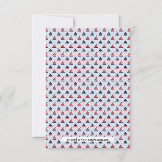 Zeilbootpatroon - 3x5 Baby shower Uitnodiging (Achterkant)